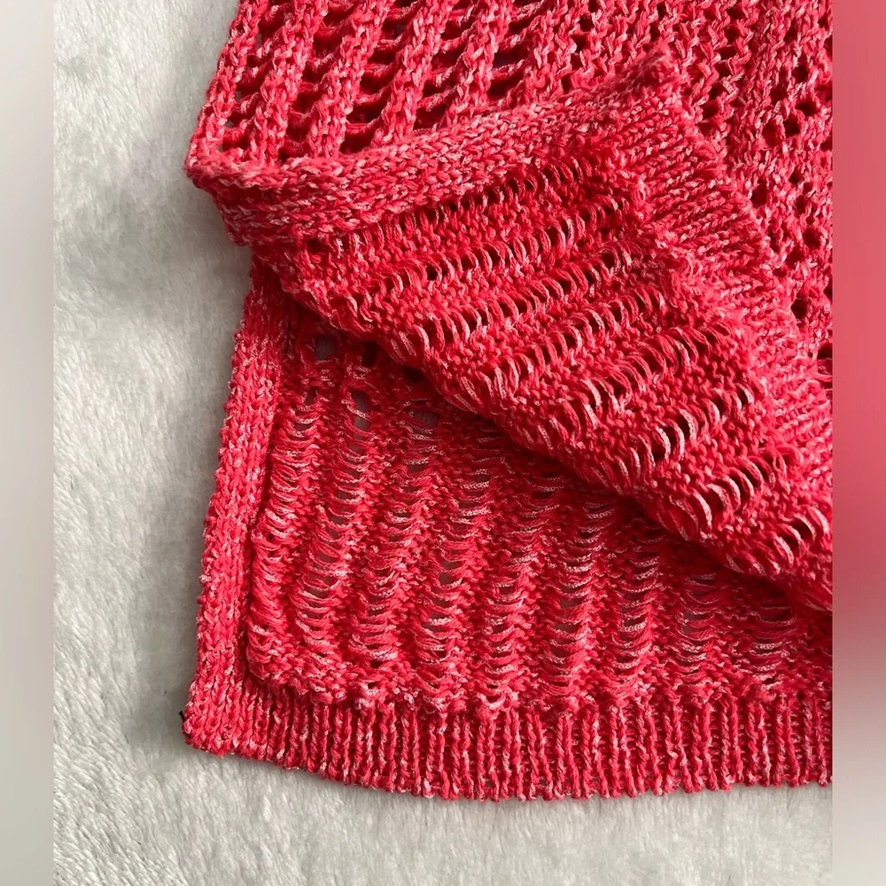 Chico’s Light Lacy Open-Stitch Layering Sweater, Size 2 = L, Size 12